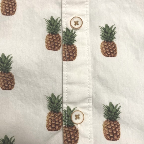 Denim &‎ Flowers EUC Mens slim fit, button up pineapple shirt, size small - Picture 3 of 16